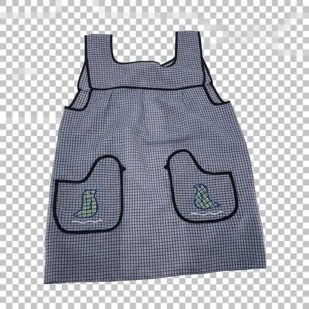 Blue Mexican Embroidered Smock Apron – Floral Traditional Design 21 x 30  in